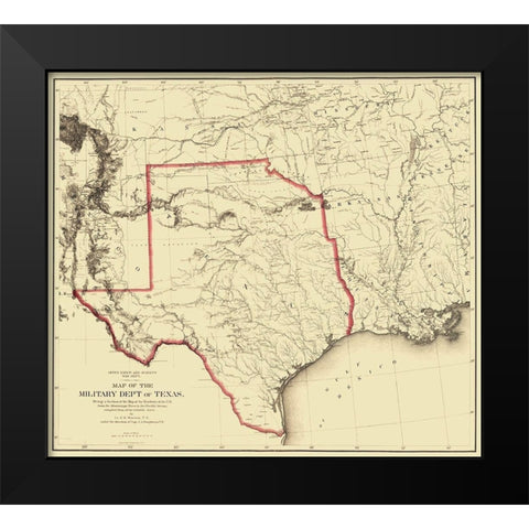 Texas Territory Map - Humphreys 1859 Black Modern Wood Framed Art Print by Humphreys