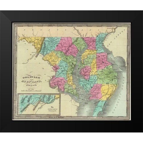 Delaware, Maryland - Burr 1835 Black Modern Wood Framed Art Print by Burr