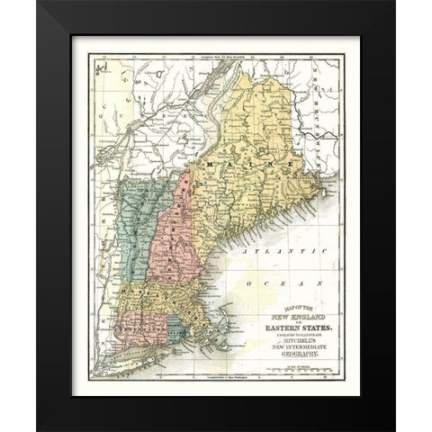Eastern States - Mitchell 1869 Black Modern Wood Framed Art Print by Mitchell