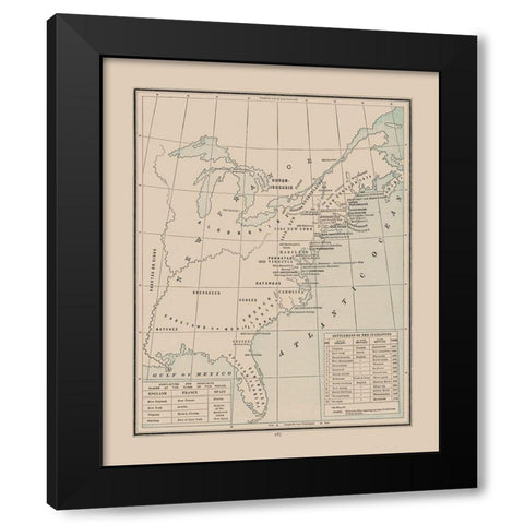 Colonial Indian Nations - Cram 1892 Black Modern Wood Framed Art Print with Double Matting by Cram
