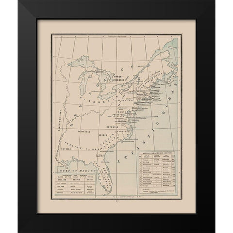 Colonial Indian Nations - Cram 1892 Black Modern Wood Framed Art Print by Cram