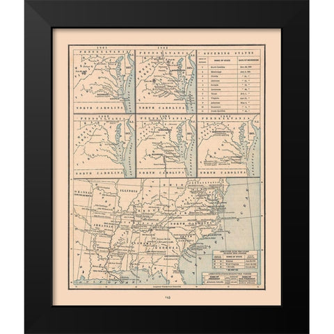 United States, 19th century- Cram 1888 Black Modern Wood Framed Art Print by Cram