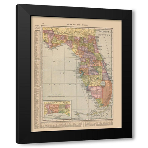 Florida - Hammond 1910 Black Modern Wood Framed Art Print with Double Matting by Hammond