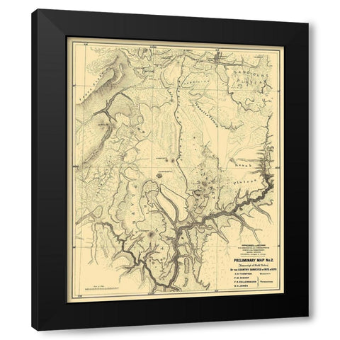 Grand Canyon Arizona - 1873 Black Modern Wood Framed Art Print with Double Matting by Powell