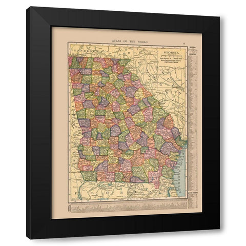 Georgia - Hammond 1910 Black Modern Wood Framed Art Print with Double Matting by Hammond