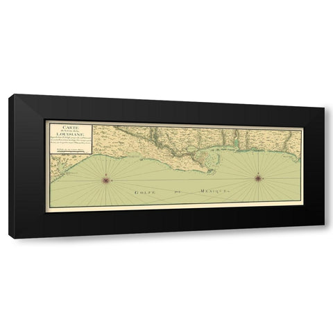 Gulf Coast Nautical Map - 1732 Black Modern Wood Framed Art Print with Double Matting by Unknown