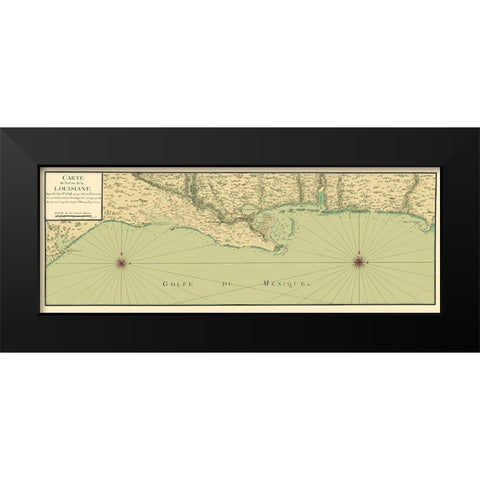 Gulf Coast Nautical Map - 1732 Black Modern Wood Framed Art Print by Unknown