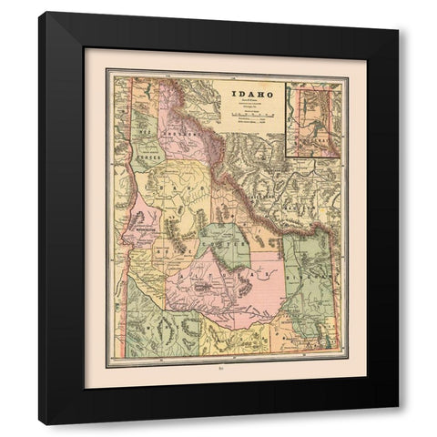 Idaho, United States - Cram 1888 Black Modern Wood Framed Art Print with Double Matting by Cram
