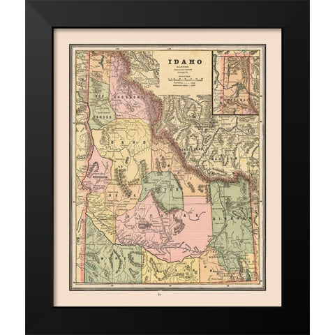 Idaho, United States - Cram 1888 Black Modern Wood Framed Art Print by Cram