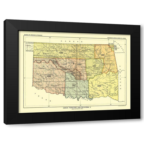 Indian Territory Oklahoma - Hoen 1896 Black Modern Wood Framed Art Print with Double Matting by Hoen