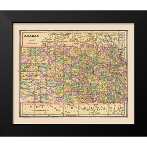 Kansas - Cram 1888 Black Modern Wood Framed Art Print by Cram