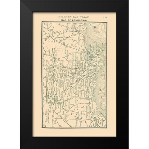 Louisiana - Alden 1886 Black Modern Wood Framed Art Print by Alden
