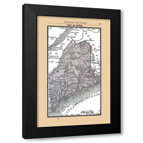 Maine - Alden 1886 Black Modern Wood Framed Art Print with Double Matting by Alden