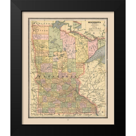 Minnesota, United States - Cram 1888 Black Modern Wood Framed Art Print by Cram