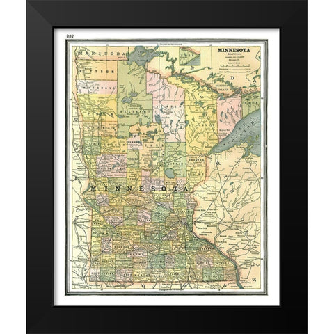 Minnesota - Johnson 1888 Black Modern Wood Framed Art Print by Johnson