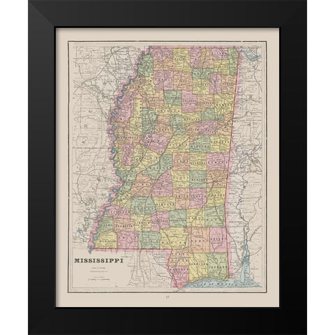 Mississippi - Cram 1892 Black Modern Wood Framed Art Print by Cram