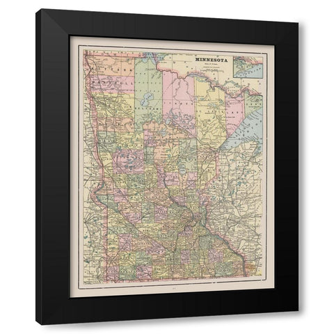 Minnesota - Cram 1892 Black Modern Wood Framed Art Print by Cram