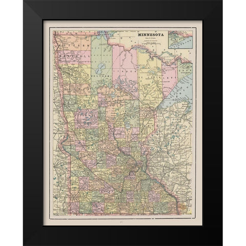 Minnesota - Cram 1892 Black Modern Wood Framed Art Print by Cram