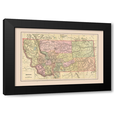 Montana - Cram 1892 Black Modern Wood Framed Art Print by Cram