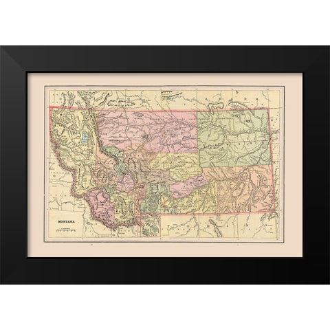 Montana - Cram 1892 Black Modern Wood Framed Art Print by Cram