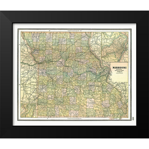 Missouri - Johnson 1888 Black Modern Wood Framed Art Print by Johnson