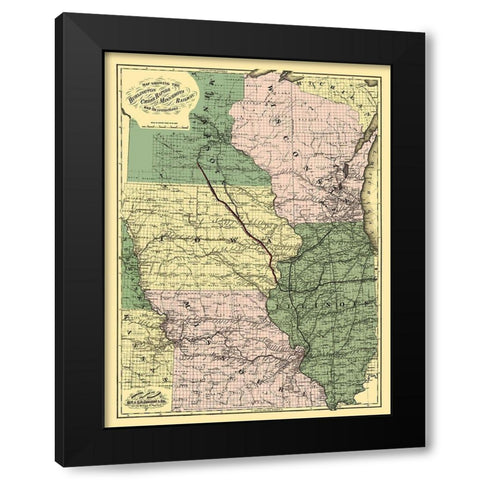 Burlington, Cedar Rapids and Minnesota Railway Black Modern Wood Framed Art Print with Double Matting by Colton