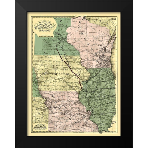 Burlington, Cedar Rapids and Minnesota Railway Black Modern Wood Framed Art Print by Colton