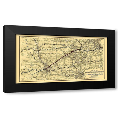 Chicago and Southwestern Railway - Colton 1869 Black Modern Wood Framed Art Print with Double Matting by Colton