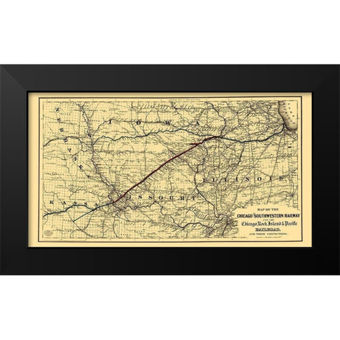 Chicago and Southwestern Railway - Colton 1869 Black Modern Wood Framed Art Print by Colton