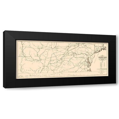 Pennsylvania, Seaboard to Western States 1851 Black Modern Wood Framed Art Print with Double Matting by Kuhl