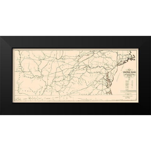 Pennsylvania, Seaboard to Western States 1851 Black Modern Wood Framed Art Print by Kuhl
