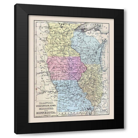 Midwestern United States - Mitchell 1877 Black Modern Wood Framed Art Print by Mitchell