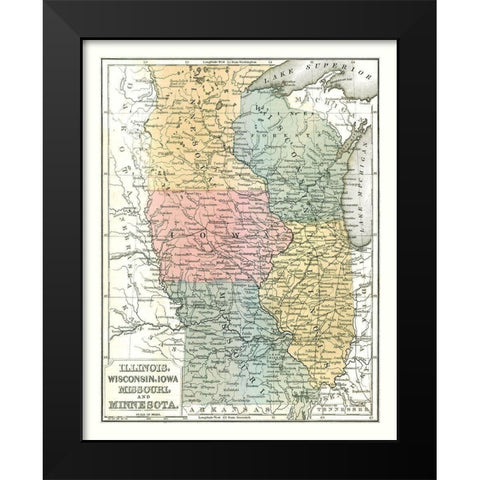 North Midwest - Mitchell 1869 Black Modern Wood Framed Art Print by Mitchell