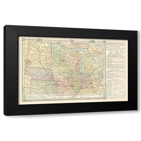 North Central States - Monteith 1882 Black Modern Wood Framed Art Print with Double Matting by Monteith
