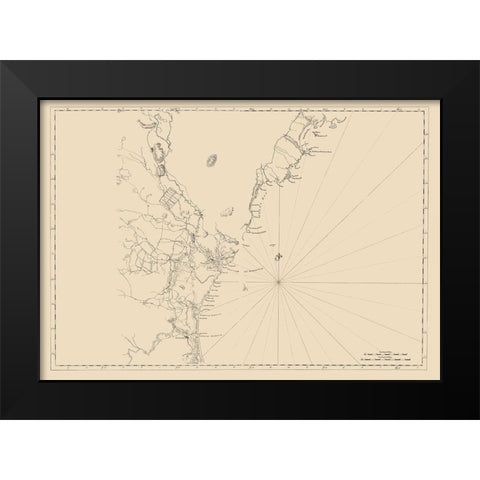 New England Coast - 1776 Black Modern Wood Framed Art Print by Unknown