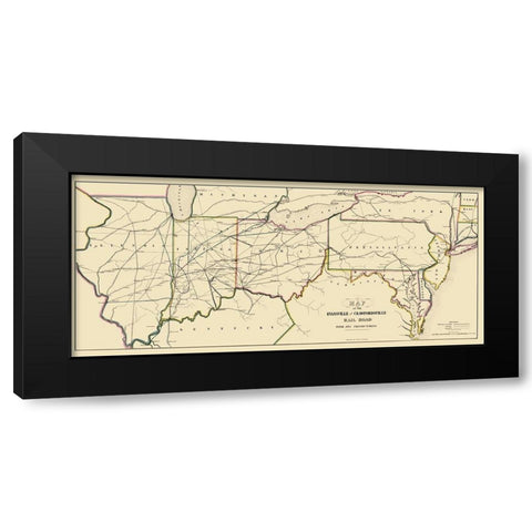 Evansville and Crawfordsville Railroad 1850 Black Modern Wood Framed Art Print with Double Matting by Lellan