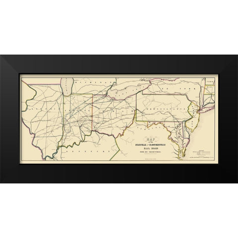 Evansville and Crawfordsville Railroad 1850 Black Modern Wood Framed Art Print by Lellan