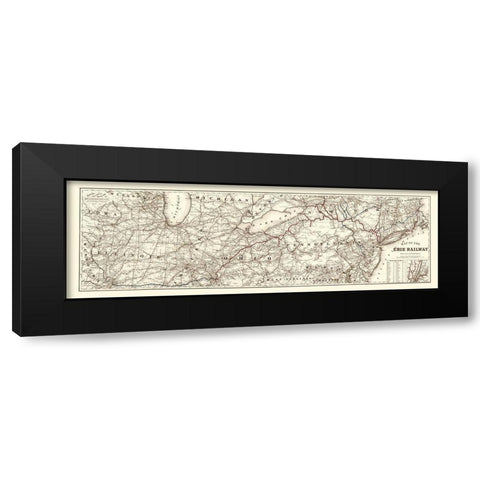 Erie Railway with Connections - Colton 1869 Black Modern Wood Framed Art Print by Colton