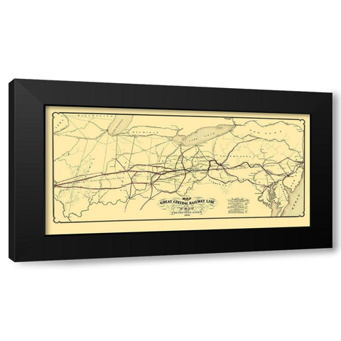 Great Central Railway Line of the West 1854 Black Modern Wood Framed Art Print by Schuchman
