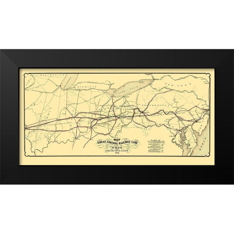 Great Central Railway Line of the West 1854 Black Modern Wood Framed Art Print by Schuchman