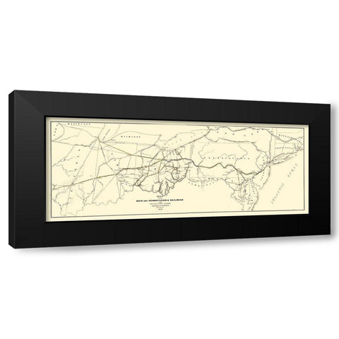 Ohio and Pennsylvania Railroad - Schuchman 1850 Black Modern Wood Framed Art Print with Double Matting by Schuchman