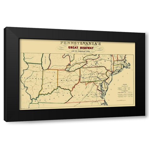 Sunbury and Erie Railroad - Kollner 1850 Black Modern Wood Framed Art Print by Kollner