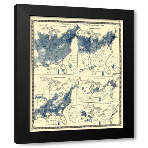 United States Population Census - Baskin 1876 Black Modern Wood Framed Art Print by Baskin