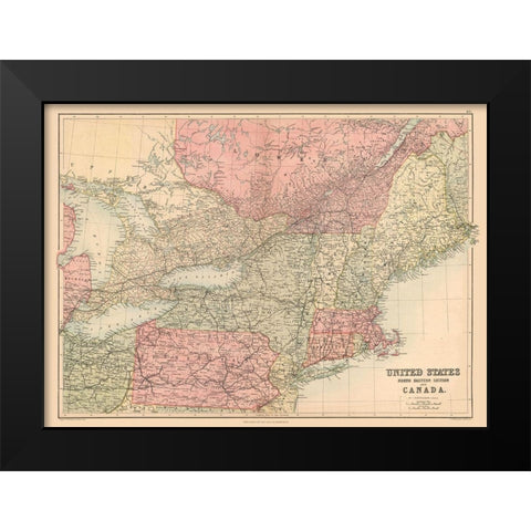 North Eastern US, Canada - Black 1867 Black Modern Wood Framed Art Print by Black