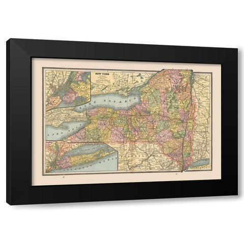 New York, United States - Cram 1888 Black Modern Wood Framed Art Print with Double Matting by Cram