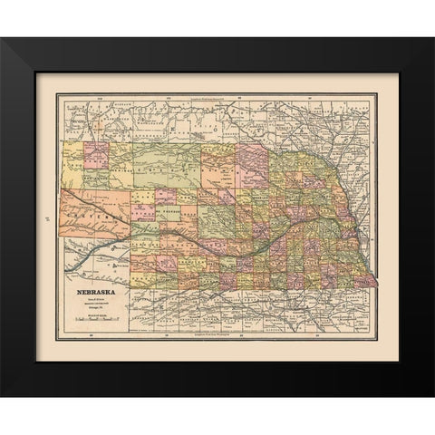 Nebraska - Cram 1888 Black Modern Wood Framed Art Print by Cram