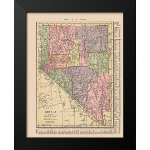 Nevada - Hammond 1910 Black Modern Wood Framed Art Print by Hammond