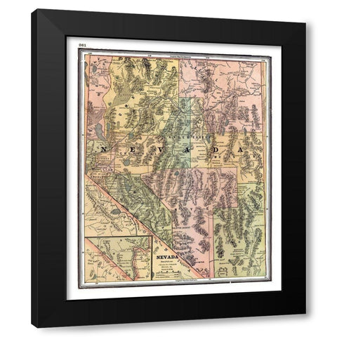 Nevada - Johnson 1888 Black Modern Wood Framed Art Print with Double Matting by Johnson