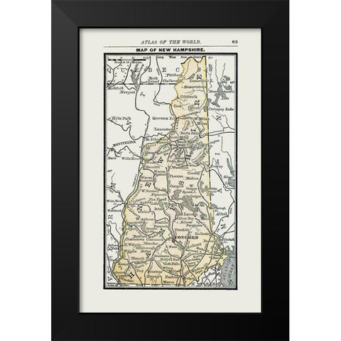 New Hampshire - Alden 1886 Black Modern Wood Framed Art Print by Alden
