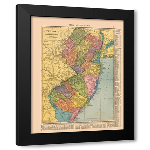 New Jersey - Hammond 1910 Black Modern Wood Framed Art Print with Double Matting by Hammond